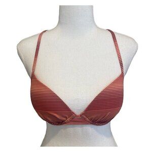 La Vie En Rose Aqua push up bikini top pink Mauve Striped XS Underwire Swim